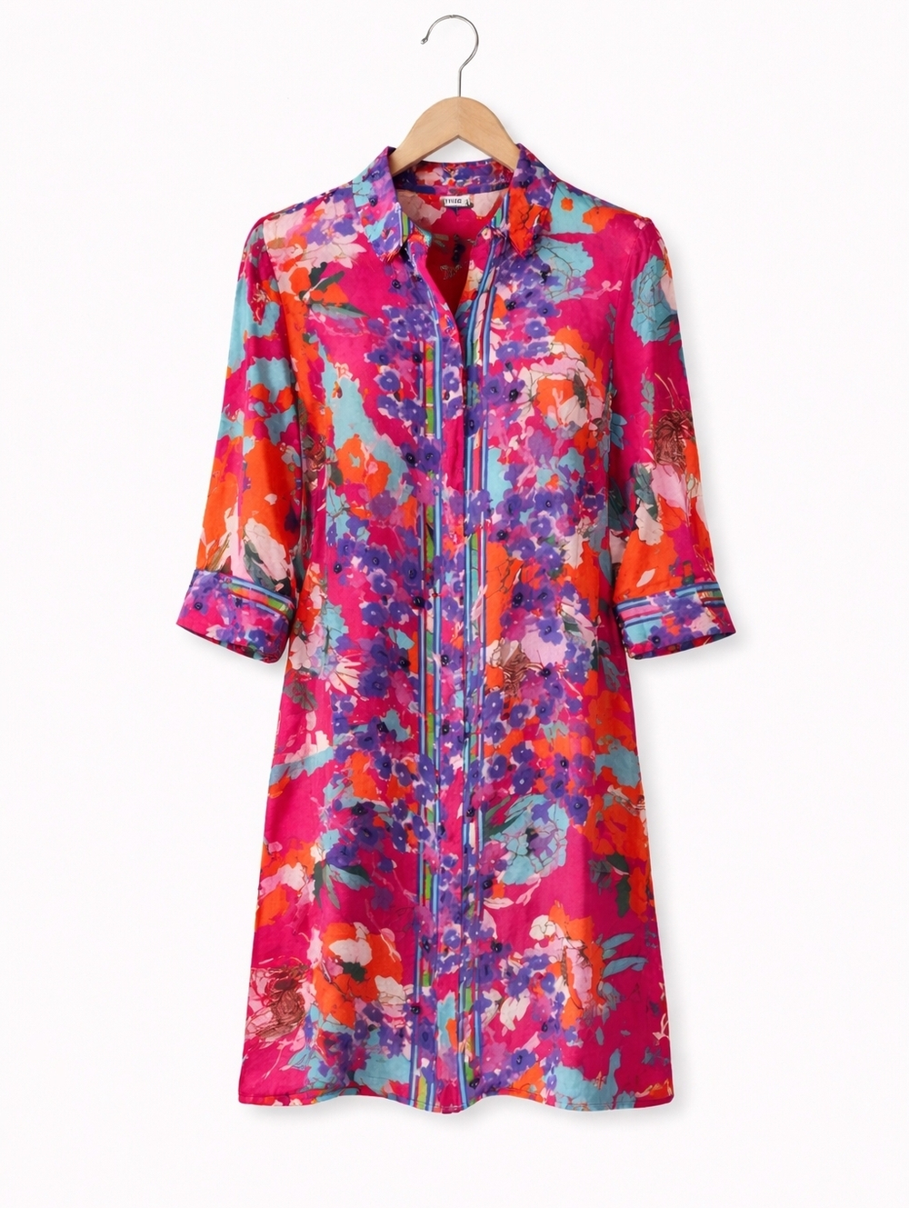 Soft Surroundings Garden Path Color Burst Button Front Lightweight Shirt Dress
